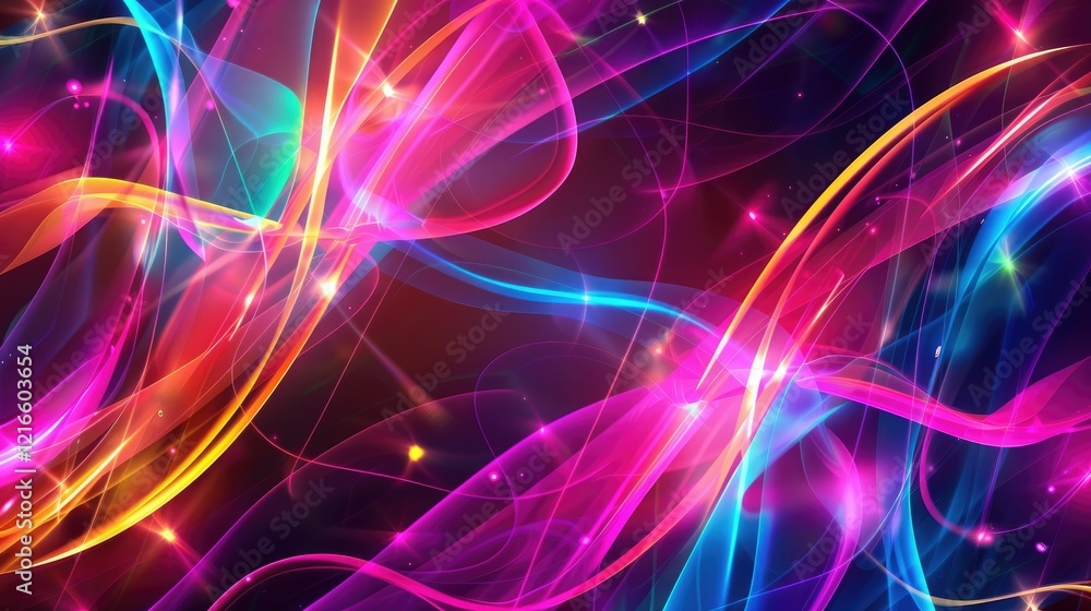 A vibrant abstract design featuring colorful light trails and glowing effects. A vibrant abstract design featuring colorful light trails and glowing effects.