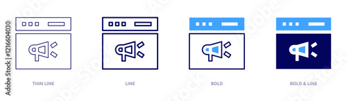 Marketing industry icon in 4 different styles. Thin Line, Line, Bold, and Bold Line. Duotone style. Editable stroke