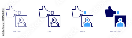 Marketing reviews icon in 4 different styles. Thin Line, Line, Bold, and Bold Line. Duotone style. Editable stroke