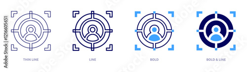 Niche marketing icon in 4 different styles. Thin Line, Line, Bold, and Bold Line. Duotone style. Editable stroke