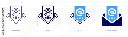 Outbound marketing icon in 4 different styles. Thin Line, Line, Bold, and Bold Line. Duotone style. Editable stroke