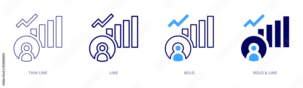 Social growth icon in 4 different styles. Thin Line, Line, Bold, and Bold Line. Duotone style. Editable stroke Social growth icon in 4 different styles. Thin Line, Line, Bold, and Bold Line. Duotone style. Editable stroke