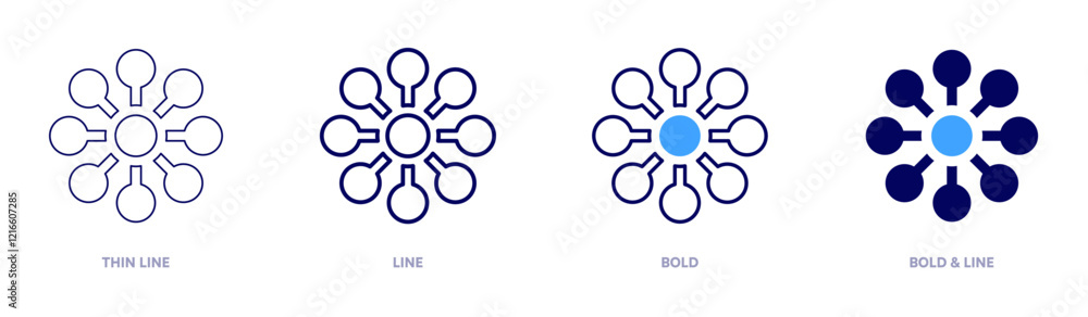 Viral icon in 4 different styles. Thin Line, Line, Bold, and Bold Line. Duotone style. Editable stroke