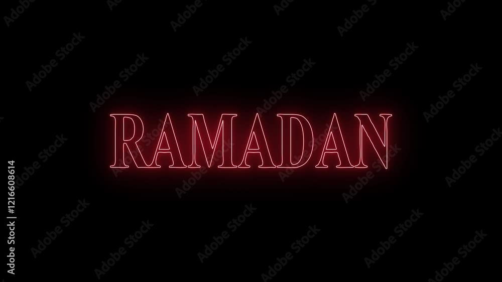 black background glowing neon text RAMADAN icon animation. 4k video. black background glowing neon text RAMADAN icon animation. 4k video.