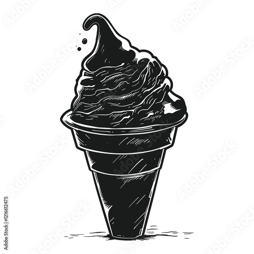 elegant illustration of black and white ice cream cone vector art