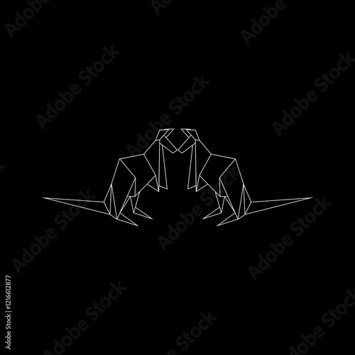  Pair Kangaroo Polygonal Lines, can use for Logo, Pictogram, Animal Figure, Website, Apps, or Graphic Design Element. Vector Illustration