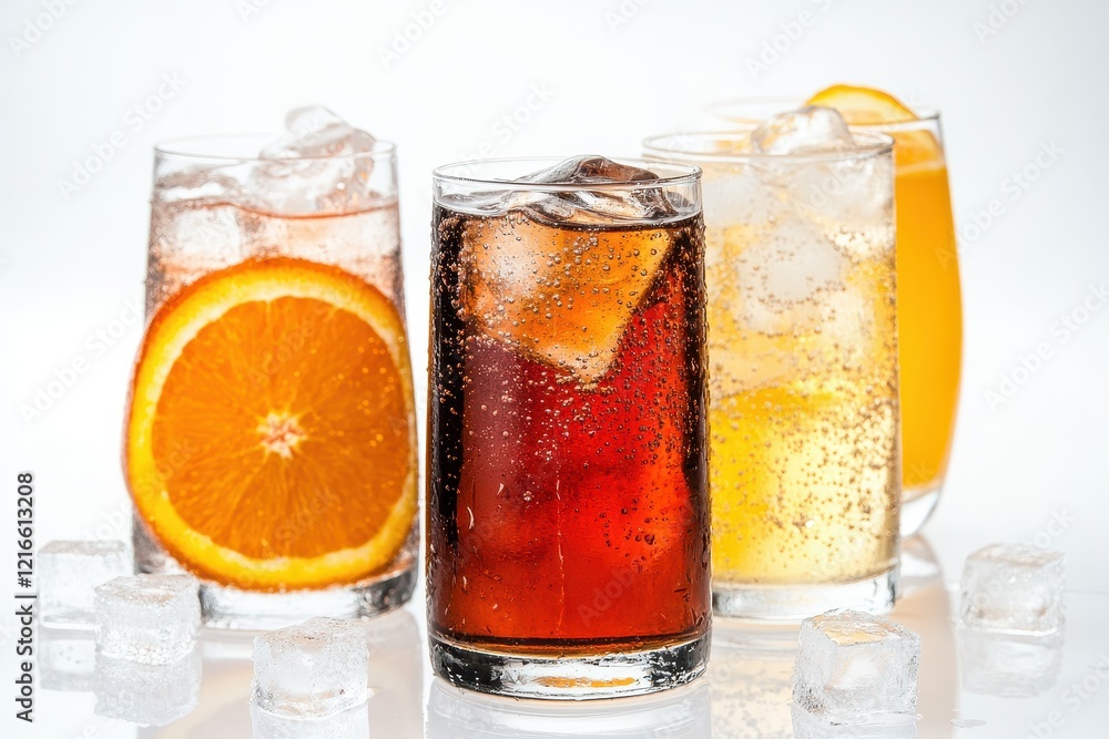Iced carbonated drinks studio shot Iced carbonated drinks studio shot