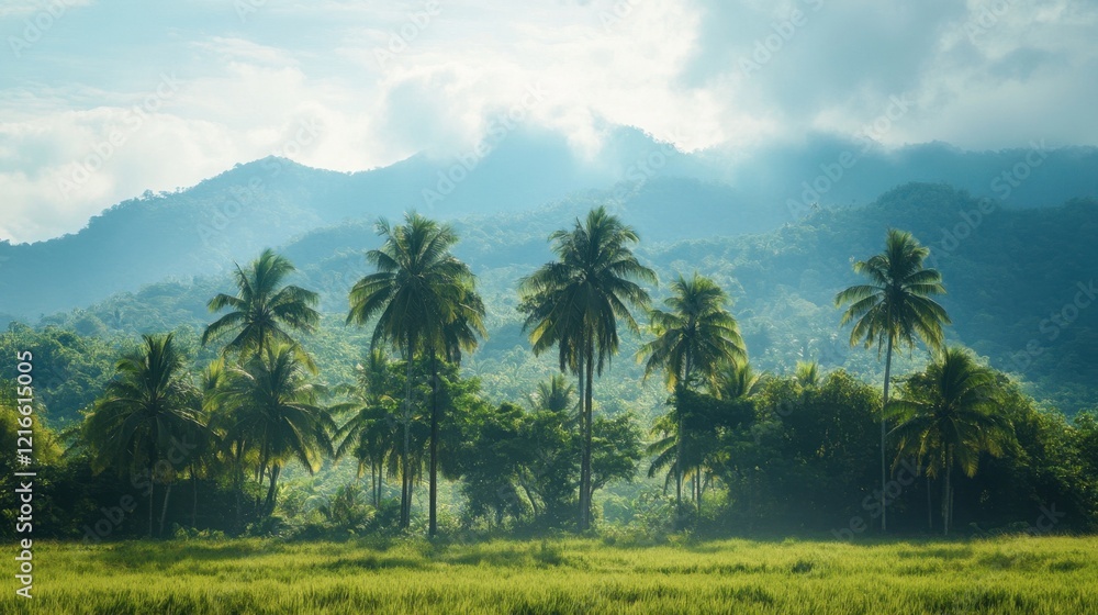 Obraz premium Majestic Tropical Mountain Landscape