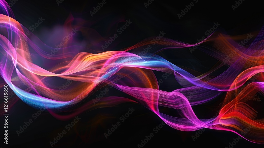 Abstract colorful waves of light create a dynamic visual effect against a dark background. Abstract colorful waves of light create a dynamic visual effect against a dark background.
