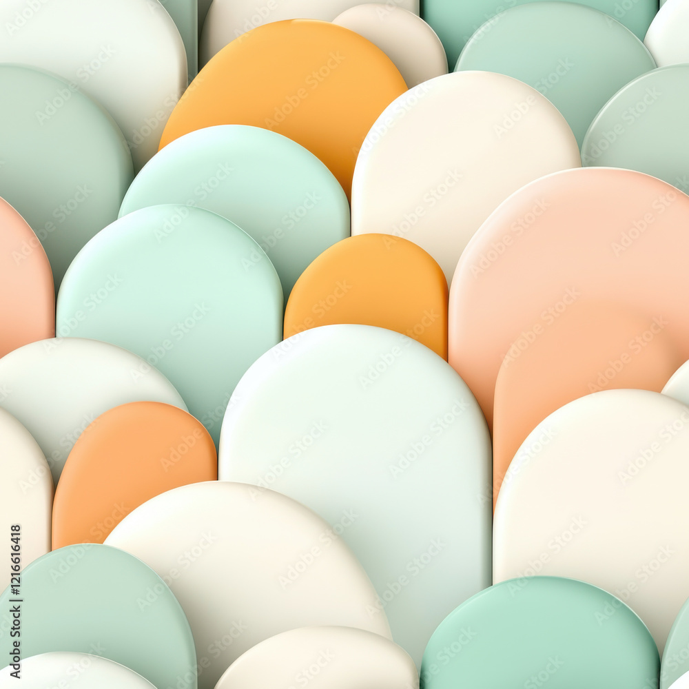 Smooth, colorful abstract shapes in pastel tones create harmonious pattern. design features rounded forms in mint, peach, and cream, evoking sense of calm and creativity Smooth, colorful abstract shapes in pastel tones create harmonious pattern. design features rounded forms in mint, peach, and cream, evoking sense of calm and creativity