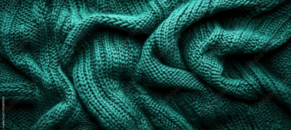Green Knit Fabric Close Up, Texture Background Macro, Soft Material Detail, Wool Threads Pattern Green Knit Fabric Close Up, Texture Background Macro, Soft Material Detail, Wool Threads Pattern