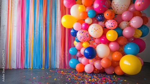 Vibrant Balloon Backdrop: A Celebration of Color and Joy photo