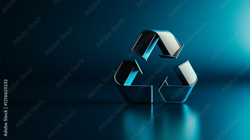 Reflective Recycling Symbol 3D Render Reflective Recycling Symbol 3D Render
