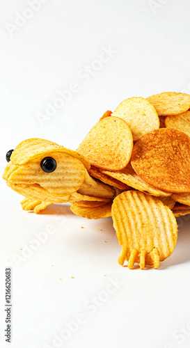 A turtle made of potato chips photo