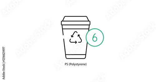 Polystyrene Material Identification Symbol - Vector Illustration