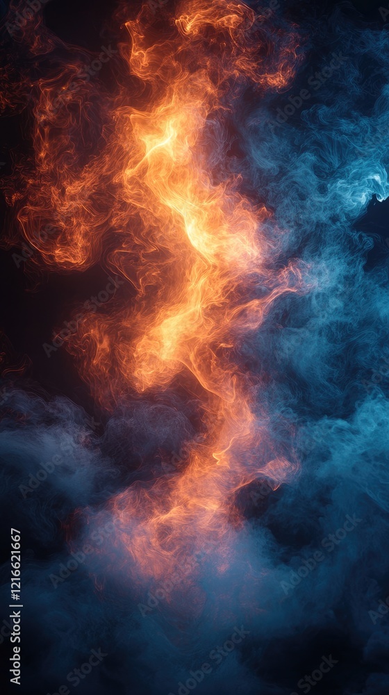 Fiery and Icy Nebula Swirl: An Abstract Cosmic Energy Image Fiery and Icy Nebula Swirl: An Abstract Cosmic Energy Image