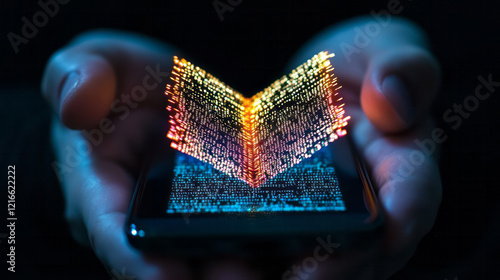 A detailed close-up of a smartphone application utilizing computer vision to read and convert printed text into speech for visually impaired users,