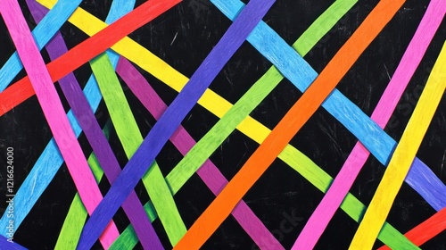 Wallpaper Mural Vibrant Rainbow Lines Abstract Art Colorful Intertwined Stripes Black Background Torontodigital.ca