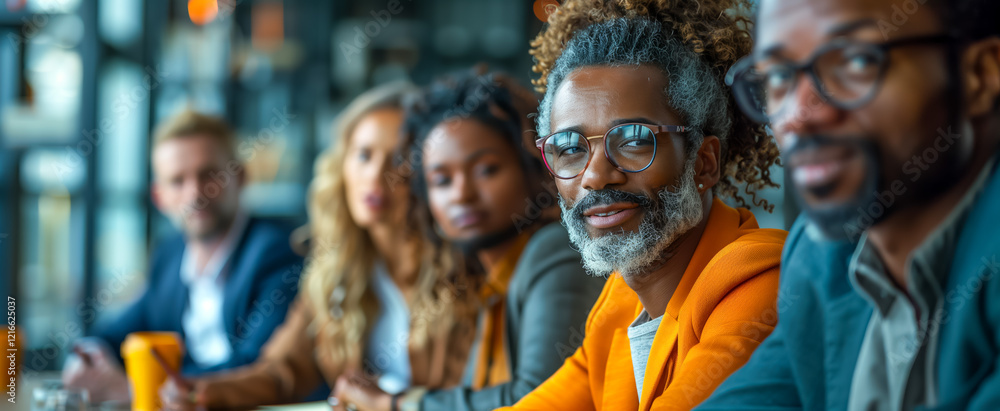 Obraz premium Diverse group of professionals engaged in a serious discussion together