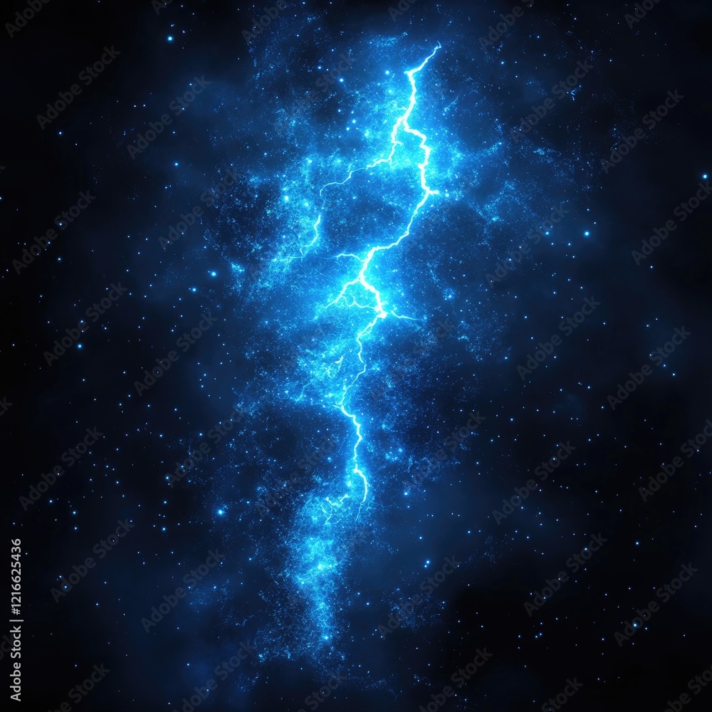 Fototapeta premium Abstract Cosmic Lightning Bolt Across Starry Night Sky