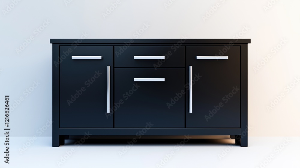 Modern Black Cabinet with Silver Handles - Minimalist Design for Contemporary Homes Modern Black Cabinet with Silver Handles - Minimalist Design for Contemporary Homes
