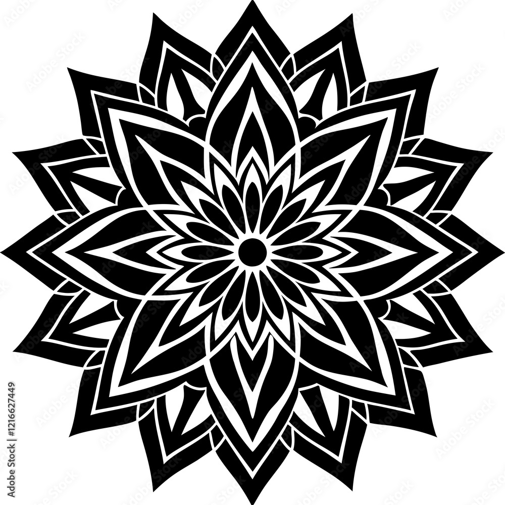 Obraz premium Simple mandala silhouette vector Art design, Floral mandala Illustration, ornament, flower, design, outline, template, pattern, ethnic. mandala design for invitation card, coloring book.