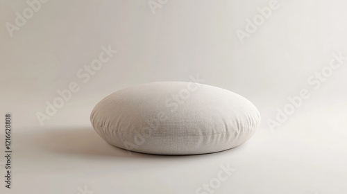 Round floor cushion, minimalist room, light background, home decor