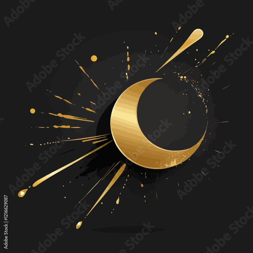 gold spray geometric shapes,gold brush, black background