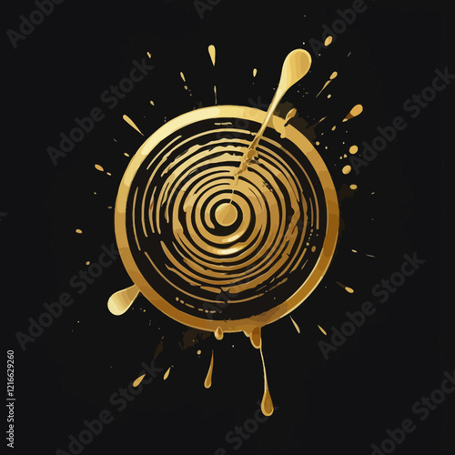 gold spray geometric shapes,gold brush, black background