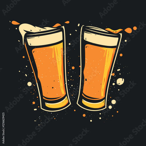 elegant illustration of glass of beer