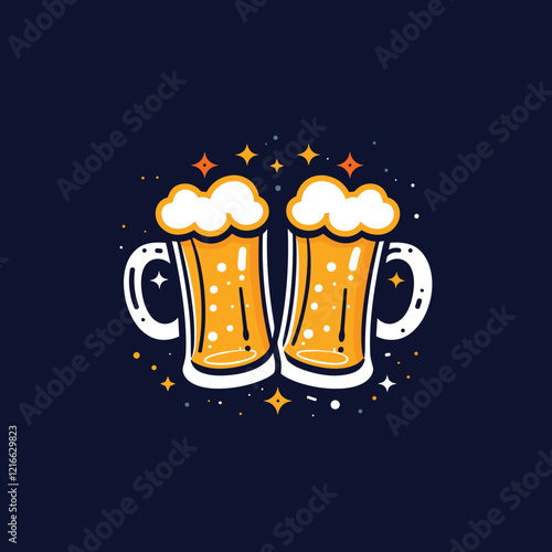 elegant illustration of glass of beer