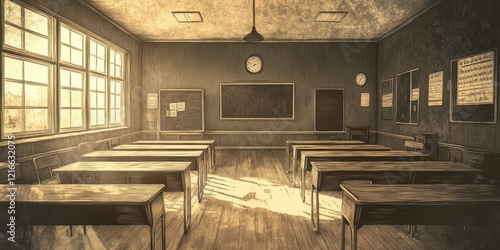 Wallpaper Mural An Empty Vintage Classroom Filled With Sunlight Torontodigital.ca