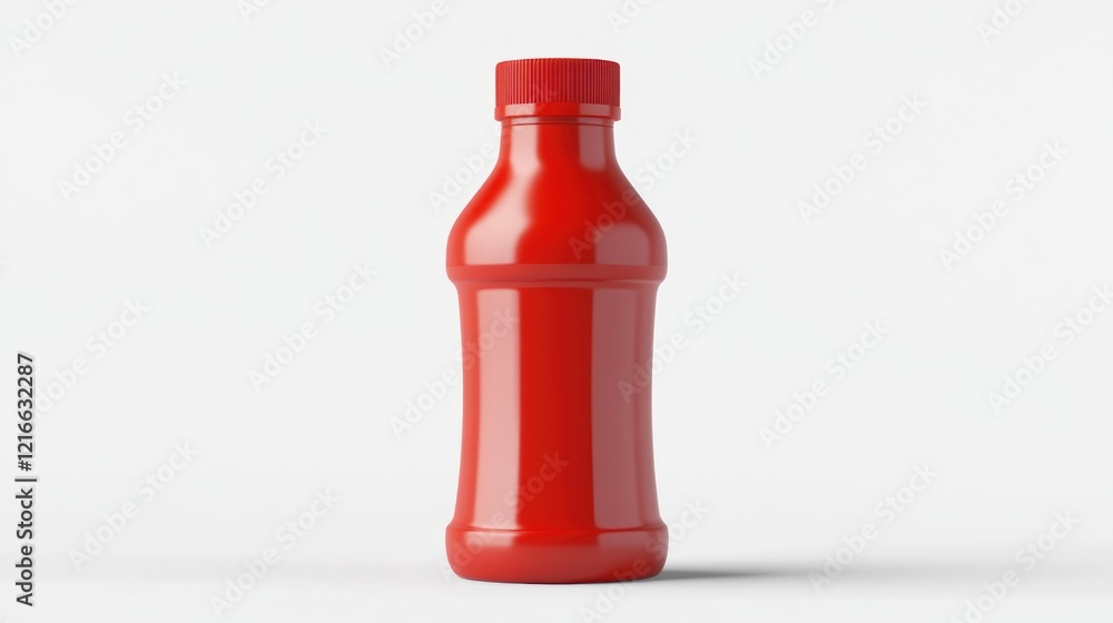 Red sauce bottle on white background; food packaging design Red sauce bottle on white background; food packaging design