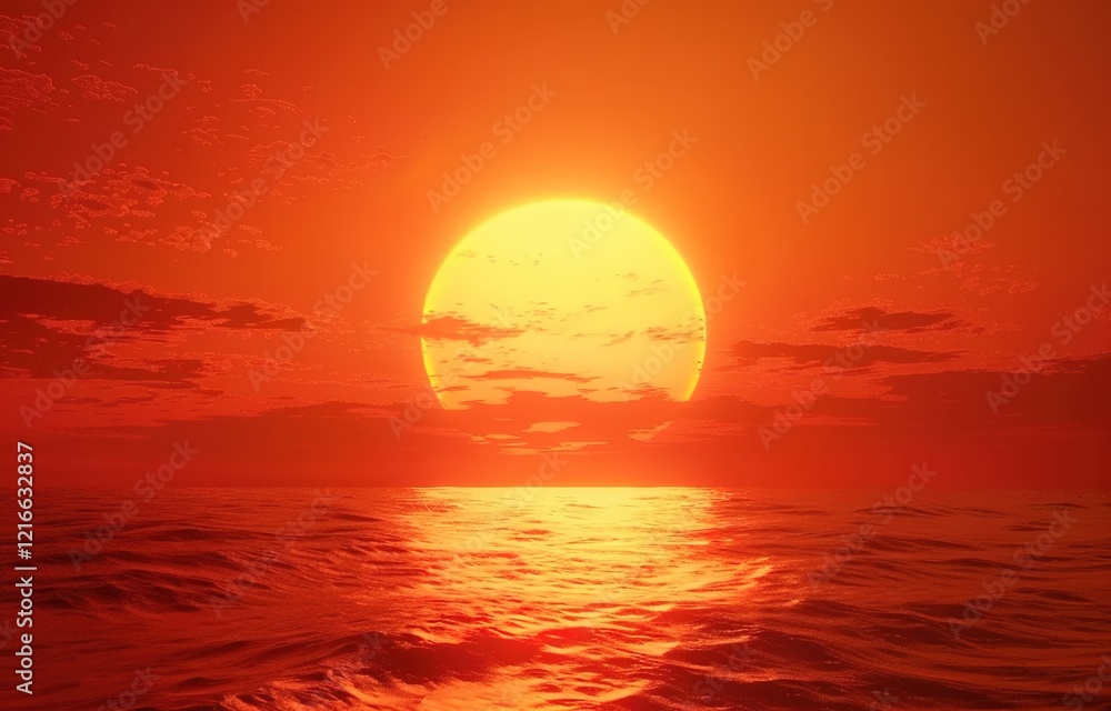 Golden Sun on Red Sky. Miracle of Nature. Golden Sun on Red Sky. Miracle of Nature.
