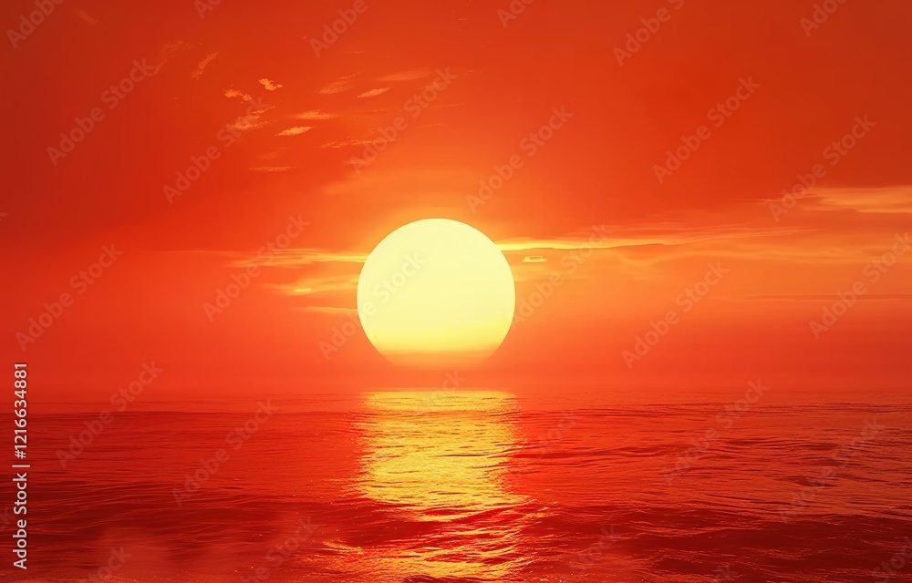 Golden Sun on Red Sky. Miracle of Nature. Golden Sun on Red Sky. Miracle of Nature.