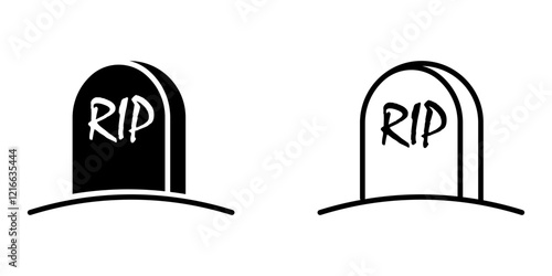 Tombstone icon set on white background