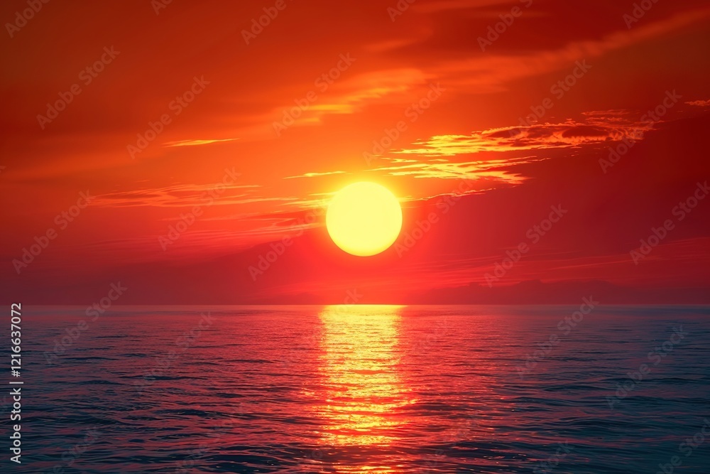Golden Sun on Red Sky. Miracle of Nature. Golden Sun on Red Sky. Miracle of Nature.