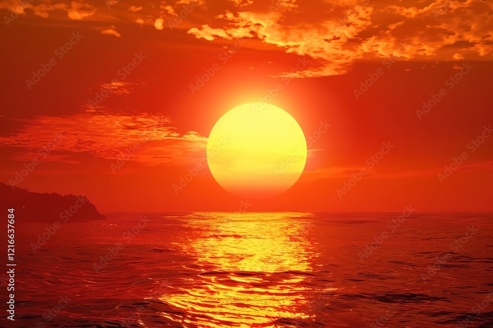 Golden Sun on Red Sky. Miracle of Nature. Golden Sun on Red Sky. Miracle of Nature.