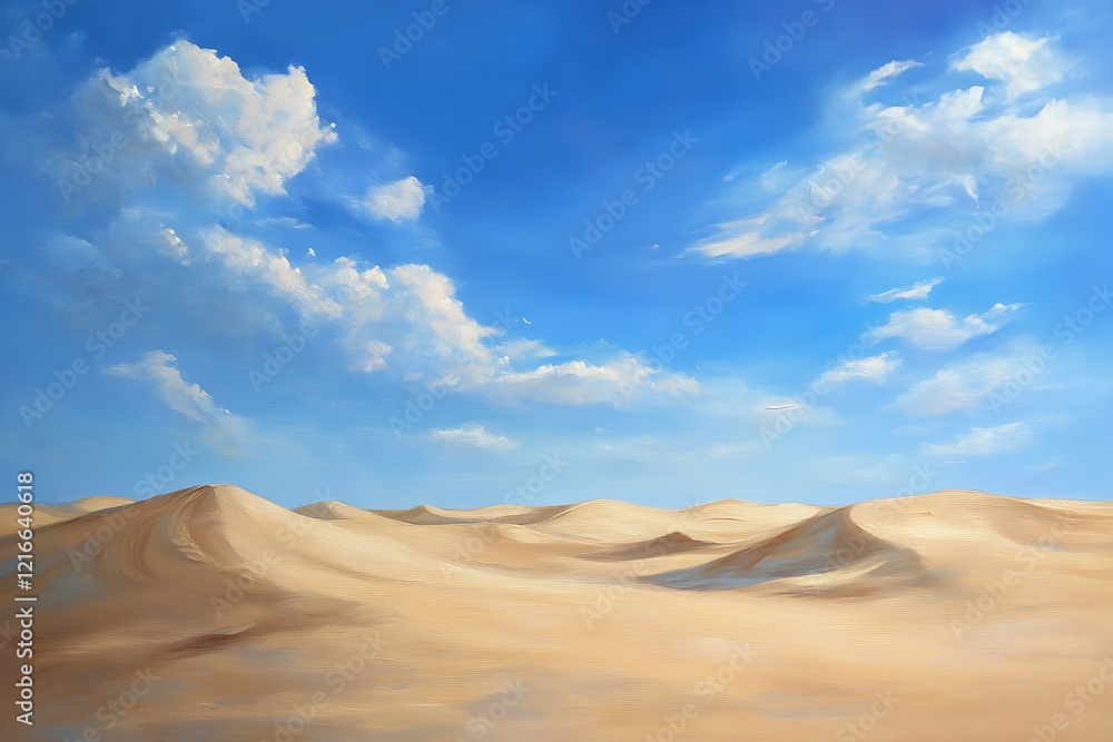Desert Dunes with Soft Shadows Under a Bright Blue Sky Desert Dunes with Soft Shadows Under a Bright Blue Sky