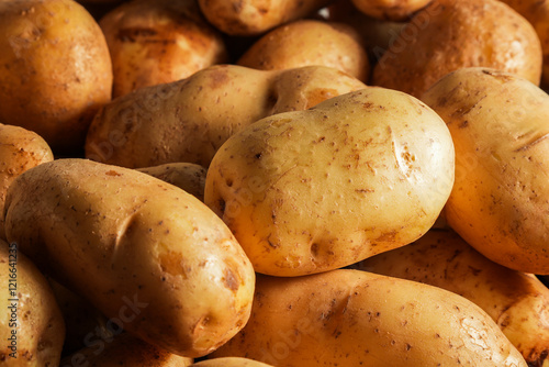 Close Up of Fresh washed Potatoes in Bulk photo