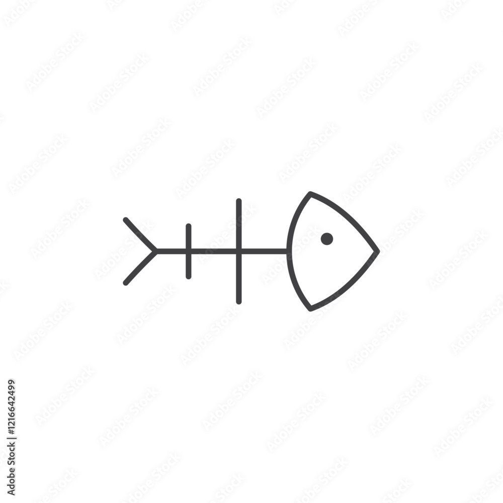 Fish bone icon symbolizing waste or food remnants. Fish bone icon symbolizing waste or food remnants.
