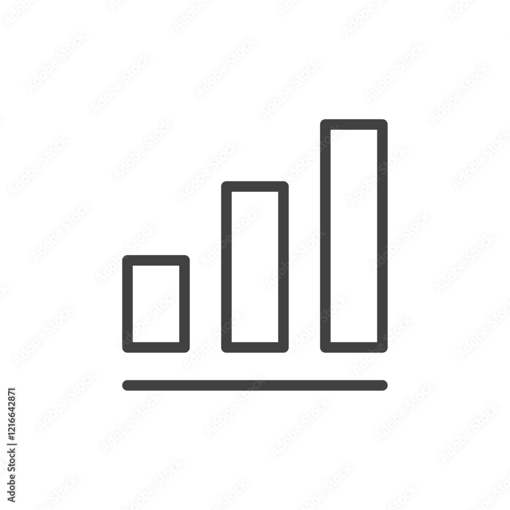 Simple bar chart icon symbolizing growth or statistics. Simple bar chart icon symbolizing growth or statistics.