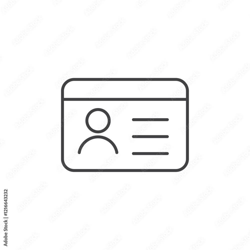 Simple ID card icon symbolizing identity or verification. Simple ID card icon symbolizing identity or verification.