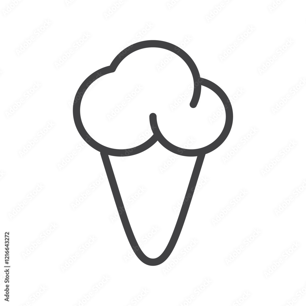 Simple ice cream cone icon symbolizing desserts or summer. Simple ice cream cone icon symbolizing desserts or summer.