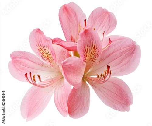 Beautiful pink lilies bloom gracefully in a serene setting from a close perspective