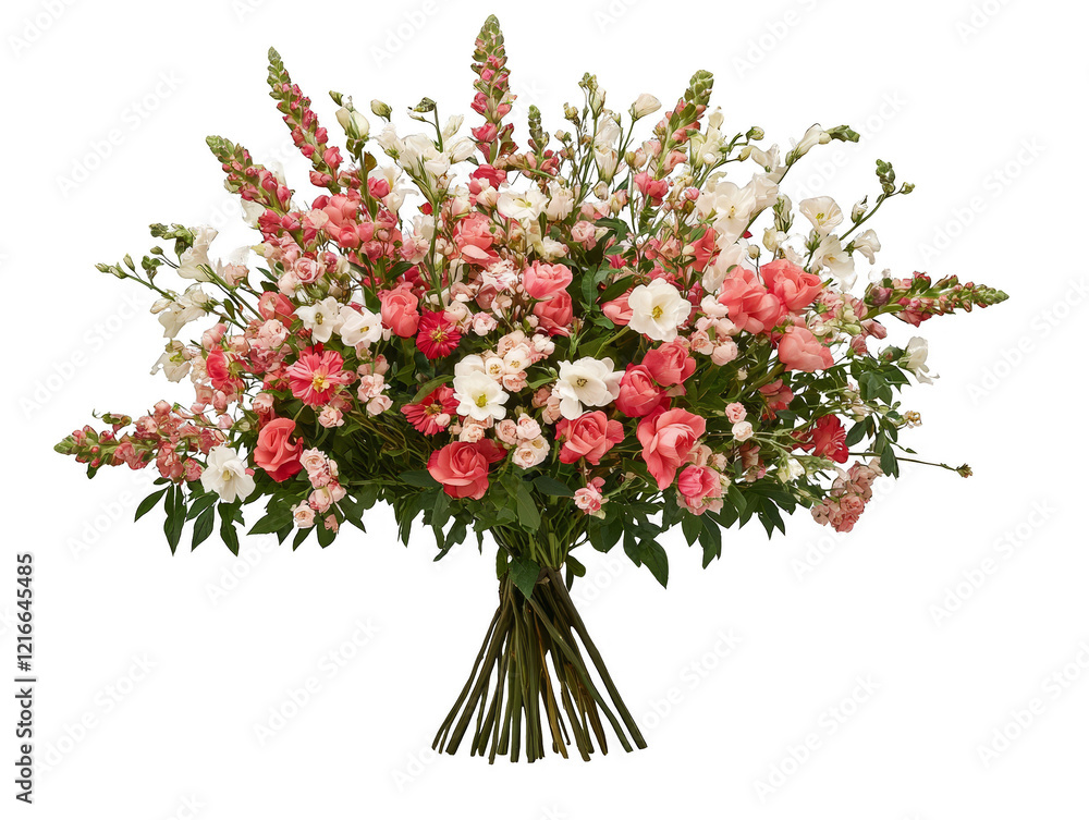 Obraz premium Spring flowers collection floral bouquet png format bright environment top view concept