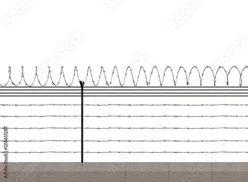 Barbed wire fence PNG isolated on transparent background