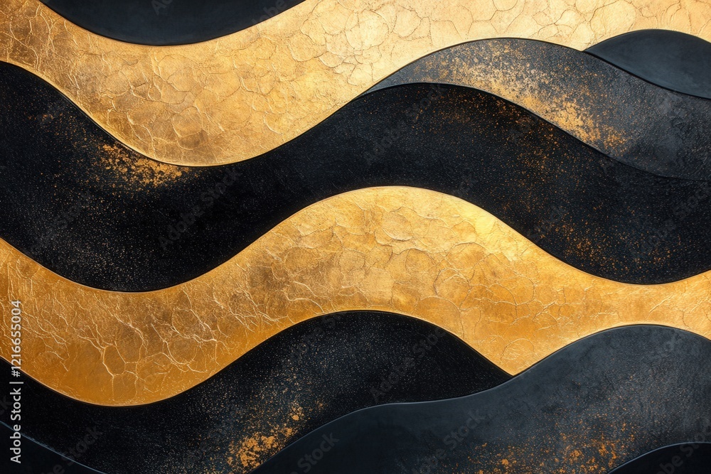 Obraz premium abstract background with gold and black wavy pattern