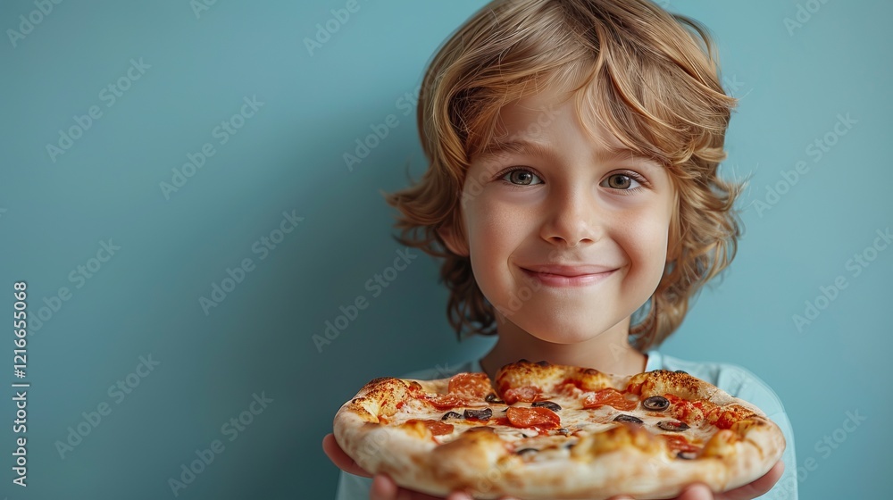 A Child with a Pizza Smile: A Delightful Moment of Happiness and Food A Child with a Pizza Smile: A Delightful Moment of Happiness and Food