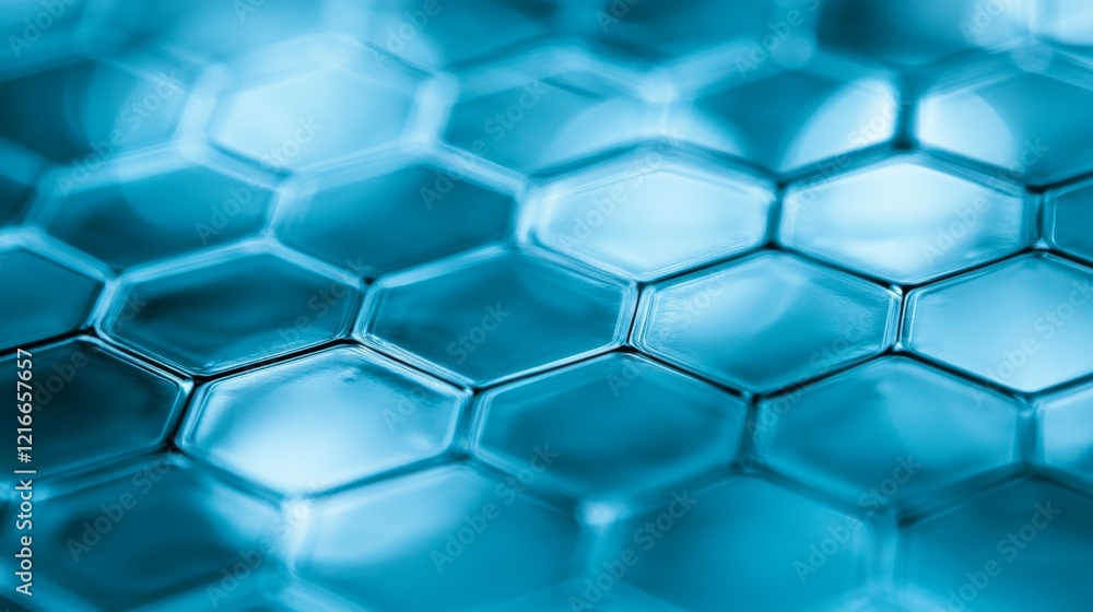 Abstract Blue Hexagon Background With A Bokeh Effect And Copy Space For Text Or Design Abstract Blue Hexagon Background With A Bokeh Effect And Copy Space For Text Or Design